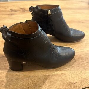 Sezane black faux leather mini boots